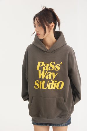 Unisex Basic Logo Hoodie - Casual Loose Fit Fleece Jacket for Spring & Autumn, Trendy Streetwear Style