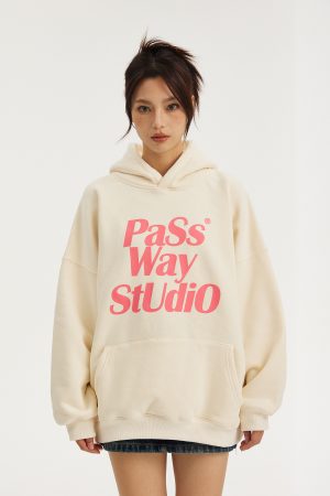 Unisex Basic Logo Hoodie - Casual Loose Fit Fleece Jacket for Spring & Autumn, Trendy Streetwear Style