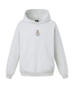 Unisex Bear Embroidery Pullover Hoodie - 2025 Autumn/Winter Fashion, Cozy Streetwear Jacket