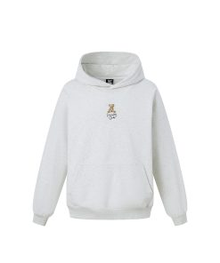 Unisex Bear Embroidery Pullover Hoodie - 2025 Autumn/Winter Fashion, Cozy Streetwear Jacket