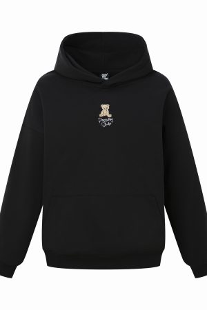Unisex Bear Embroidery Pullover Hoodie - 2025 Autumn/Winter Fashion, Cozy Streetwear Jacket