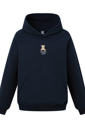 Unisex Bear Embroidery Pullover Hoodie - 2025 Autumn/Winter Fashion, Cozy Streetwear Jacket