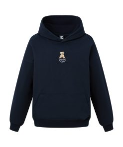 Unisex Bear Embroidery Pullover Hoodie - 2025 Autumn/Winter Fashion, Cozy Streetwear Jacket