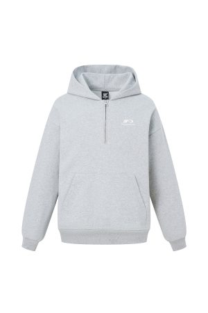 Unisex Casual Half-Zip Hoodie with P Letter Streetwear Logo - Trendy Fashion Jacket for Urban Style