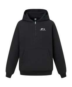 Unisex Casual Half-Zip Hoodie with P Letter Streetwear Logo - Trendy Fashion Jacket for Urban Style