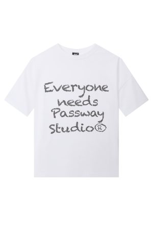 Unisex Crayon Slogan Short Sleeve T-Shirt - 2025 Summer Collection, 255g Pure Cotton, Casual 90s Inspired Top