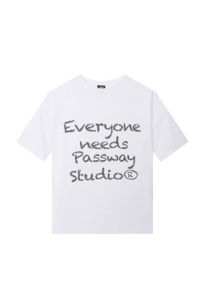 Unisex Crayon Slogan Short Sleeve T-Shirt - 2025 Summer Collection, 255g Pure Cotton, Casual 90s Inspired Top