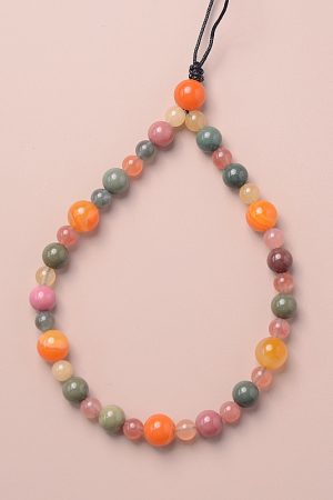 Unisex Ethnic Style Agate Crystal Mobile Phone Chain Pendant - Retro Design Wrist Strap Accessory