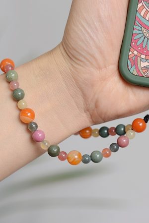 Unisex Ethnic Style Agate Crystal Mobile Phone Chain Pendant - Retro Design Wrist Strap Accessory