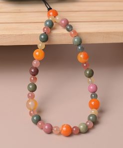 Unisex Ethnic Style Agate Crystal Mobile Phone Chain Pendant - Retro Design Wrist Strap Accessory