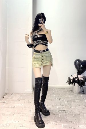 Unisex Futuristic Starry Metallic Head Design Versatile Stylish Basic Waist Belt for Trendy Y2K Fashion