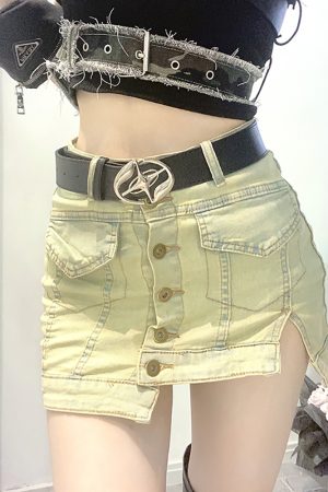 Unisex Futuristic Starry Metallic Head Design Versatile Stylish Basic Waist Belt for Trendy Y2K Fashion