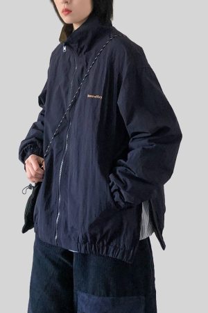 Unisex Japanese Harajuku Stand Collar Jacket - Retro City Boy Oversized Workwear Coat for Fall