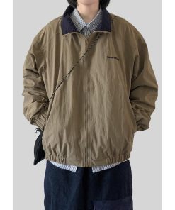 Unisex Japanese Harajuku Stand Collar Jacket - Retro City Boy Oversized Workwear Coat for Fall