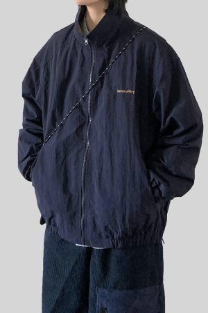 Unisex Japanese Harajuku Stand Collar Jacket - Retro City Boy Oversized Workwear Coat for Fall