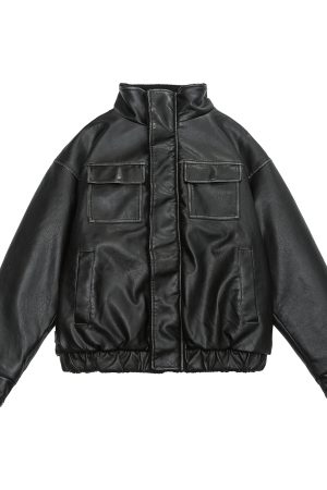 Unisex Japanese-Style Melton Lamb Wool Leather Jacket - Vintage Loose Thick Coat for Winter Fashion