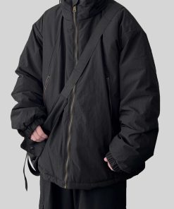 Unisex Japanese-Style Retro Stand Collar Cotton Jacket - Thick Loose Fit Winter Coat for Casual Wear