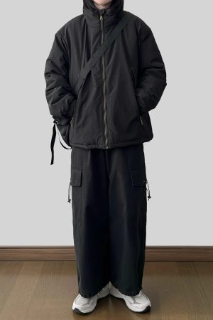 Unisex Japanese-Style Retro Stand Collar Cotton Jacket - Thick Loose Fit Winter Coat for Casual Wear