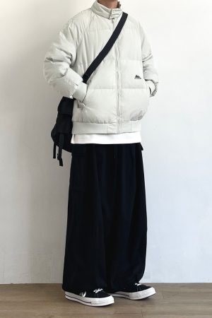 Unisex Japanese-Style Retro Stand Collar Thickened Cotton Puffer Jacket - Trendy Solid Color Winter Coat