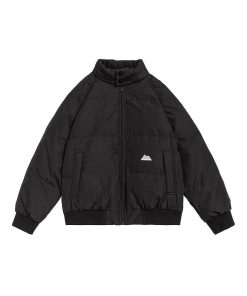 Unisex Japanese-Style Retro Stand Collar Thickened Cotton Puffer Jacket - Trendy Solid Color Winter Coat