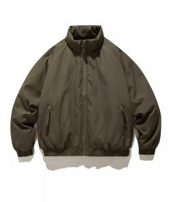 Unisex Japanese-Style Retro Thick Stand Collar Cotton Jacket, Winter Loose Bread Coat, Simple Workwear for Men and Women