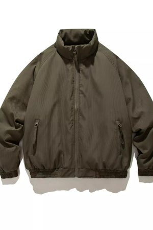 Unisex Japanese-Style Retro Thick Stand Collar Cotton Jacket, Winter Loose Bread Coat, Simple Workwear for Men and Women