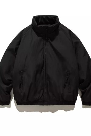 Unisex Japanese-Style Retro Thick Stand Collar Cotton Jacket, Winter Loose Bread Coat, Simple Workwear for Men and Women