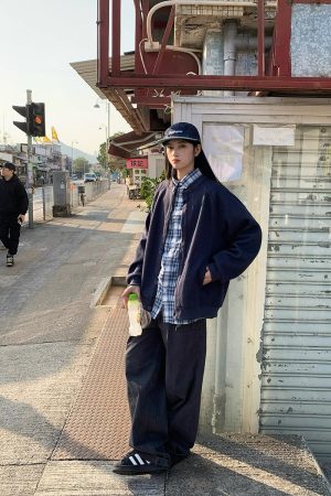 Unisex Japanese-Style Retro Waffle Jacket - Casual College Cardigan for Spring & Autumn, Loose Fit for Couples