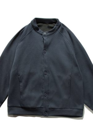 Unisex Japanese-Style Retro Waffle Jacket - Casual College Cardigan for Spring & Autumn, Loose Fit for Couples