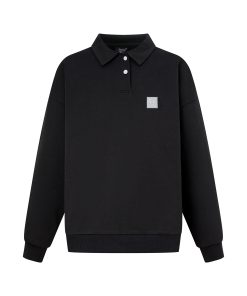 Unisex Long Sleeve Polo Collar Sweatshirt in Sweet Style with Recognizable Smile Design - Casual Fashion for Spring and Autumn