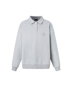 Unisex Long Sleeve Polo Collar Sweatshirt in Sweet Style with Recognizable Smile Design - Casual Fashion for Spring and Autumn