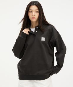 Unisex Long Sleeve Polo Collar Sweatshirt in Sweet Style with Recognizable Smile Design - Casual Fashion for Spring and Autumn