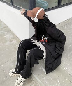 Unisex Loose Cotton Jacket with Embroidered Letters - Trendy High Street Takeoff Curry People Design