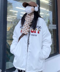 Unisex Loose Cotton Jacket with Embroidered Letters - Trendy High Street Takeoff Curry People Design