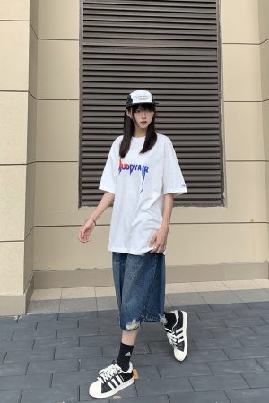 Unisex Loose Fit Metal Flame Letter Print Short Sleeve T-Shirt, American Style, Couple Design, High Street Fashion