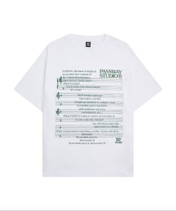 Unisex Music Score Short Sleeve T-Shirt - Casual Loose Round Neck Top for Summer 2025, Perfect for 90s and Y2K Fashion Enthusiasts