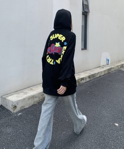 Unisex Oversized Fleece Hoodie with Legal Alien Embroidery - American Style National Trend for Couples