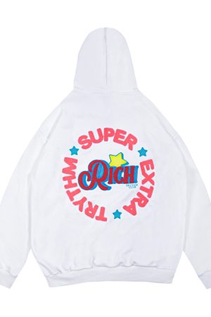 Unisex Oversized Fleece Hoodie with Legal Alien Embroidery - American Style National Trend for Couples
