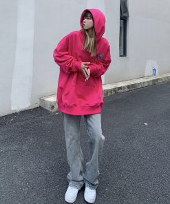 Unisex Oversized Fleece Hoodie with Legal Alien Embroidery - American Style National Trend for Couples