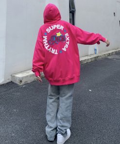 Unisex Oversized Fleece Hoodie with Legal Alien Embroidery - American Style National Trend for Couples