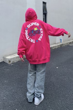 Unisex Oversized Fleece Hoodie with Legal Alien Embroidery - American Style National Trend for Couples