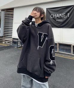 Unisex Oversized Fleece Lined Hoodie - Legal Alien National Trend, Thick Loose Fit, Versatile Streetwear, Y2K Inspired Fashion