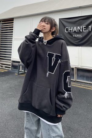 Unisex Oversized Fleece Lined Hoodie - Legal Alien National Trend, Thick Loose Fit, Versatile Streetwear, Y2K Inspired Fashion
