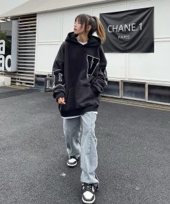 Unisex Oversized Fleece Lined Hoodie - Legal Alien National Trend, Thick Loose Fit, Versatile Streetwear, Y2K Inspired Fashion