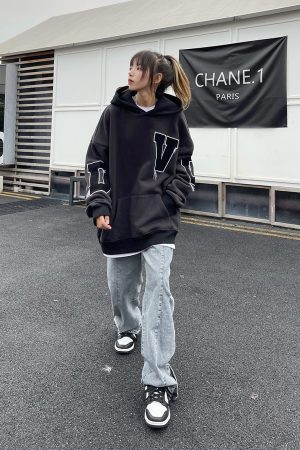 Unisex Oversized Fleece Lined Hoodie - Legal Alien National Trend, Thick Loose Fit, Versatile Streetwear, Y2K Inspired Fashion
