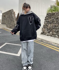 Unisex Oversized Fleece Lined Hoodie - Legal Alien National Trend, Thick Loose Fit, Versatile Streetwear, Y2K Inspired Fashion