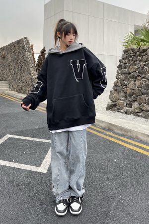 Unisex Oversized Fleece Lined Hoodie - Legal Alien National Trend, Thick Loose Fit, Versatile Streetwear, Y2K Inspired Fashion