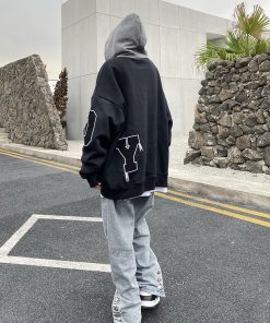 Unisex Oversized Fleece Lined Hoodie - Legal Alien National Trend, Thick Loose Fit, Versatile Streetwear, Y2K Inspired Fashion