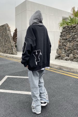 Unisex Oversized Fleece Lined Hoodie - Legal Alien National Trend, Thick Loose Fit, Versatile Streetwear, Y2K Inspired Fashion