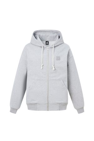 Unisex Oversized Smiley Face Zipper Hoodie Jacket - Trendy Korean Style Streetwear for Casual Looks